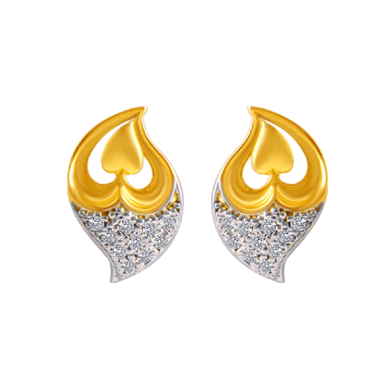 Stud Earrings for Everyday Glamour -14KT (585) Yellow Gold And American Diamond Stud Earrings For Women