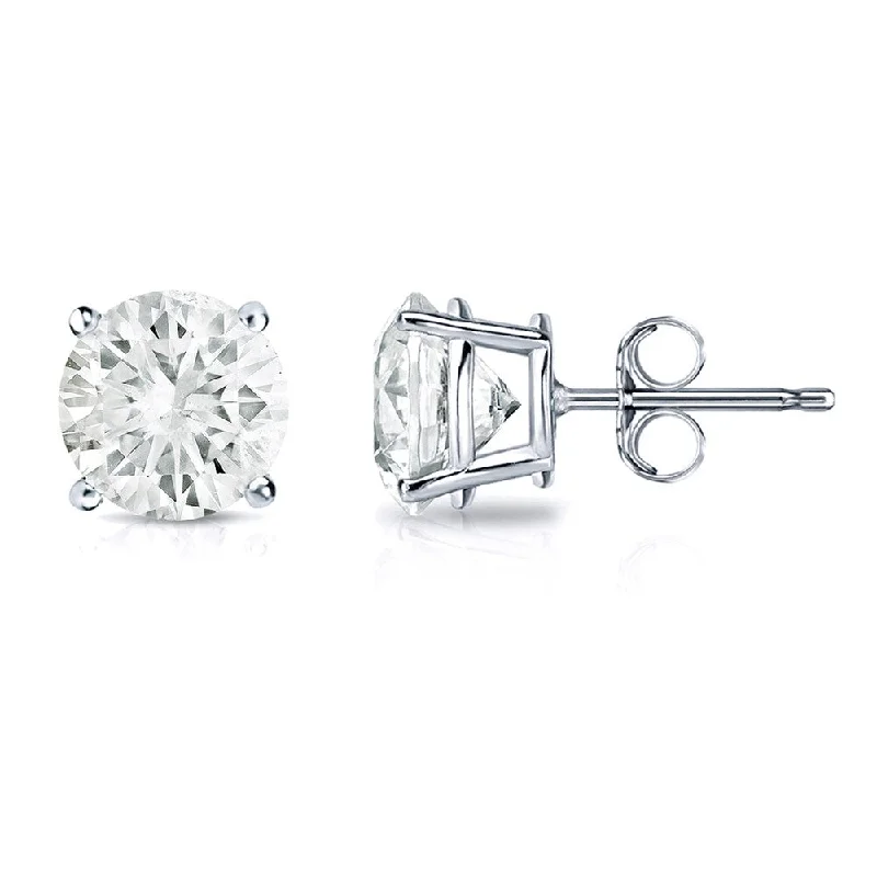 Stud Earrings with Rhinestones -14k Gold Round 1ct TW Clarity Enhanced Diamond Stud Earrings (J-K, SI1-SI2)