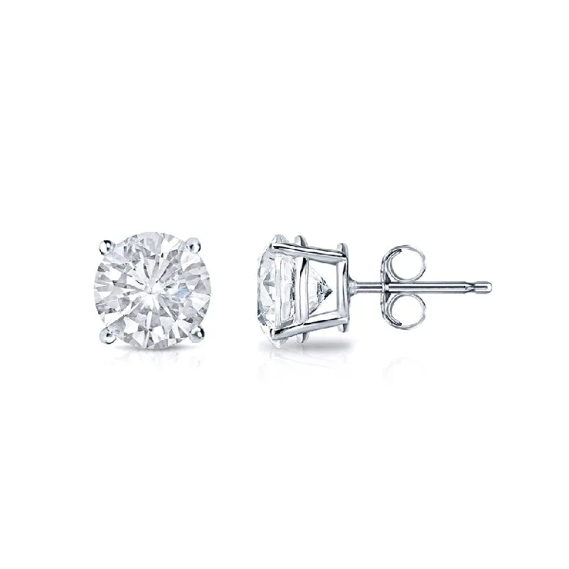 Stud Earrings with Polished Shine -18k Gold Round 1/2ct TW Clarity Enhanced Diamond Stud Earrings