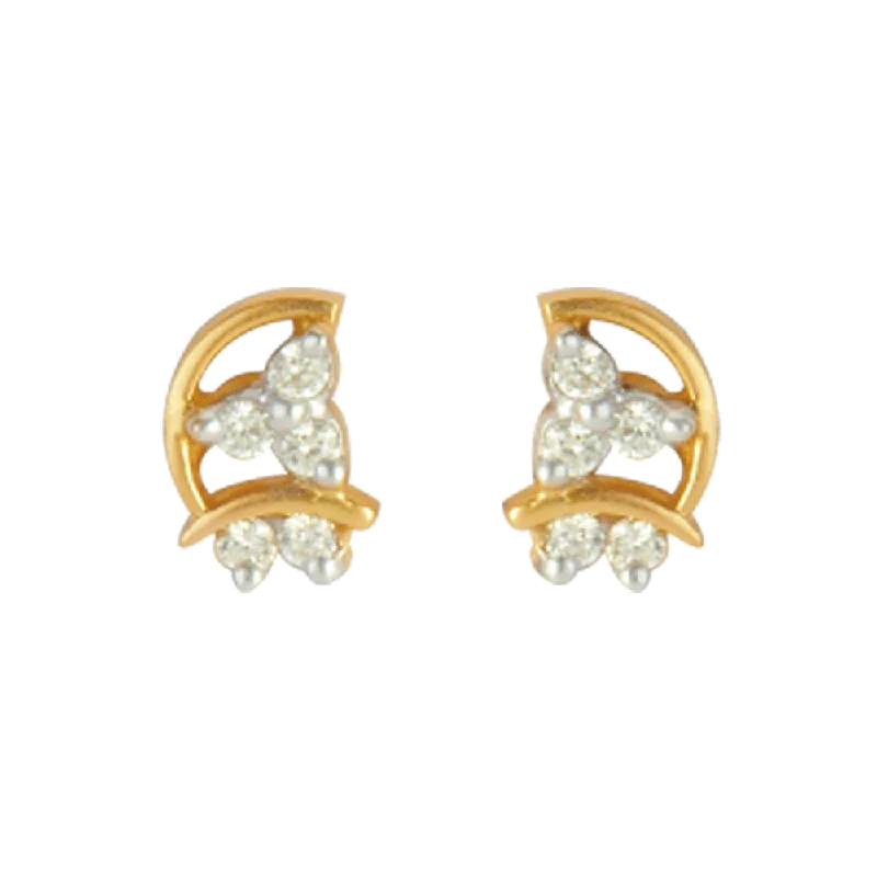 Stud Earrings for Birthday Celebration -18KT (750) Yellow Gold And Diamond Stud Earrings For Women