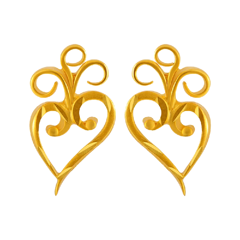 Stud Earrings for Evening Gown -22KT Yellow Gold Stud Earrings For Women