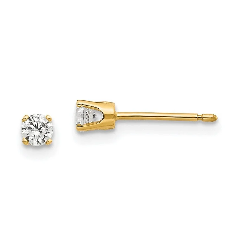 Geometric Stud Earrings for Trend -Curata 14k Yellow Gold Polished Post Earrings 3mm CZ Cubic Zirconia stud Earrings