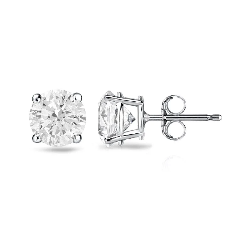 Stud Earrings with Crystals -18k Gold Round 1ct TW Clarity Enhanced Diamond Stud Earrings