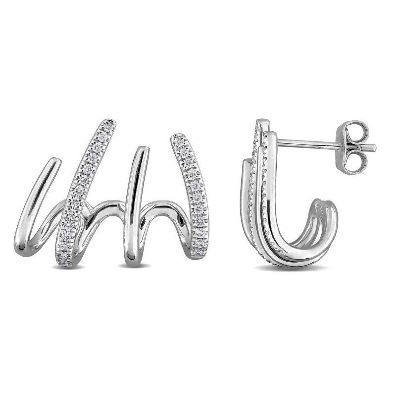 Stud Earrings for Festival Style -Miadora 1/4ct TW Diamond Claw Cuff Stud Earrings in 14k White Gold