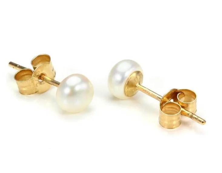 Gothic Stud Earrings with Dark Tone -9ct gold pearl stud earrings all sizes