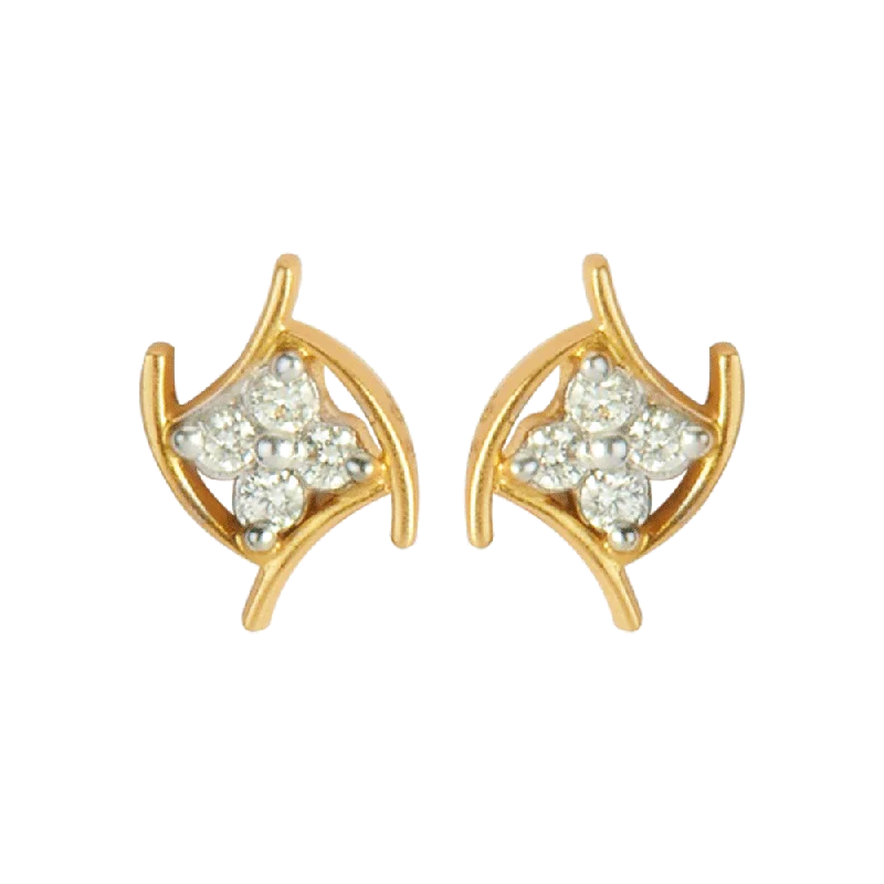 Stud Earrings for Birthday Celebration -18KT (750) Yellow Gold And Diamond Stud Earrings For Women