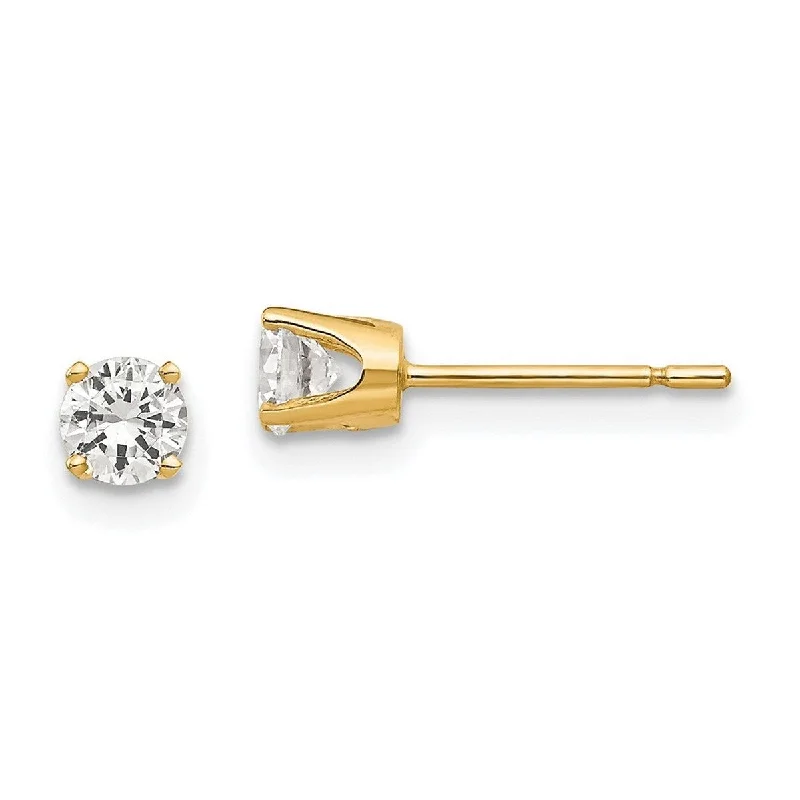 Stud Earrings with Polished Shine -Curata 14k Yellow Gold Polished Post Earrings 3.75mm CZ Cubic Zirconia stud Earrings - 5x5mm Wide