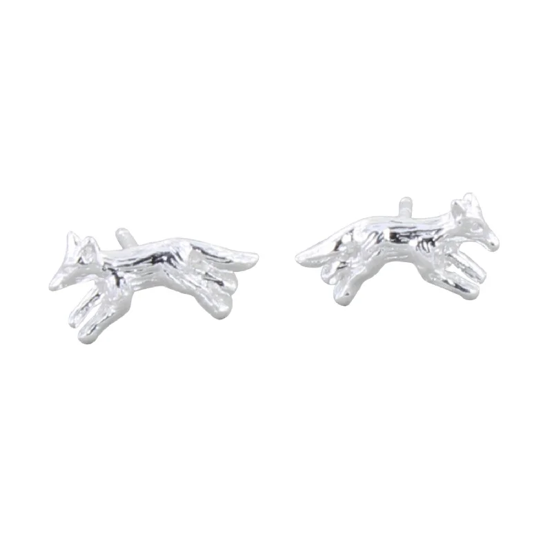 Stud Earrings for Bridesmaids Look -Running Fox Sterling Silver Stud Earrings