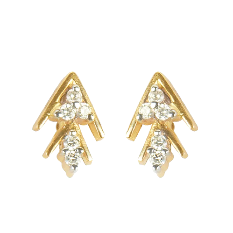 Stud Earrings for Bridesmaids Look -18KT (750) Yellow Gold And Diamond Stud Earrings For Women