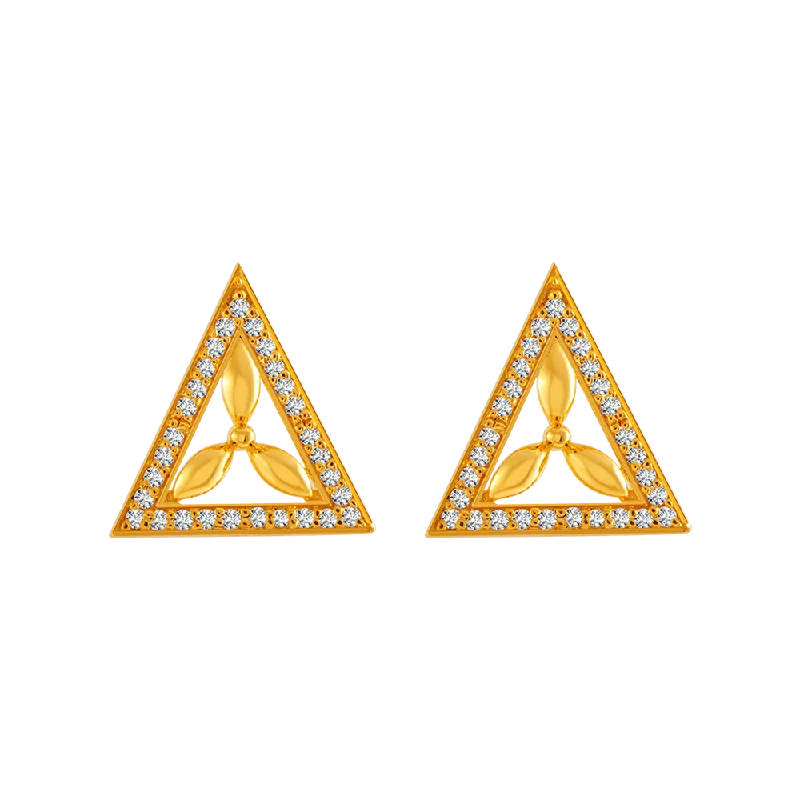 Diamond Stud Earrings for Luxury -22KT Yellow Gold And American Diamond Stud Earrings For Women