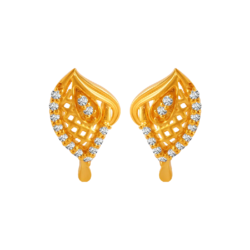 Minimalist Stud Earrings with Simplicity -22KT Yellow Gold And American Diamond Stud Earrings For Women