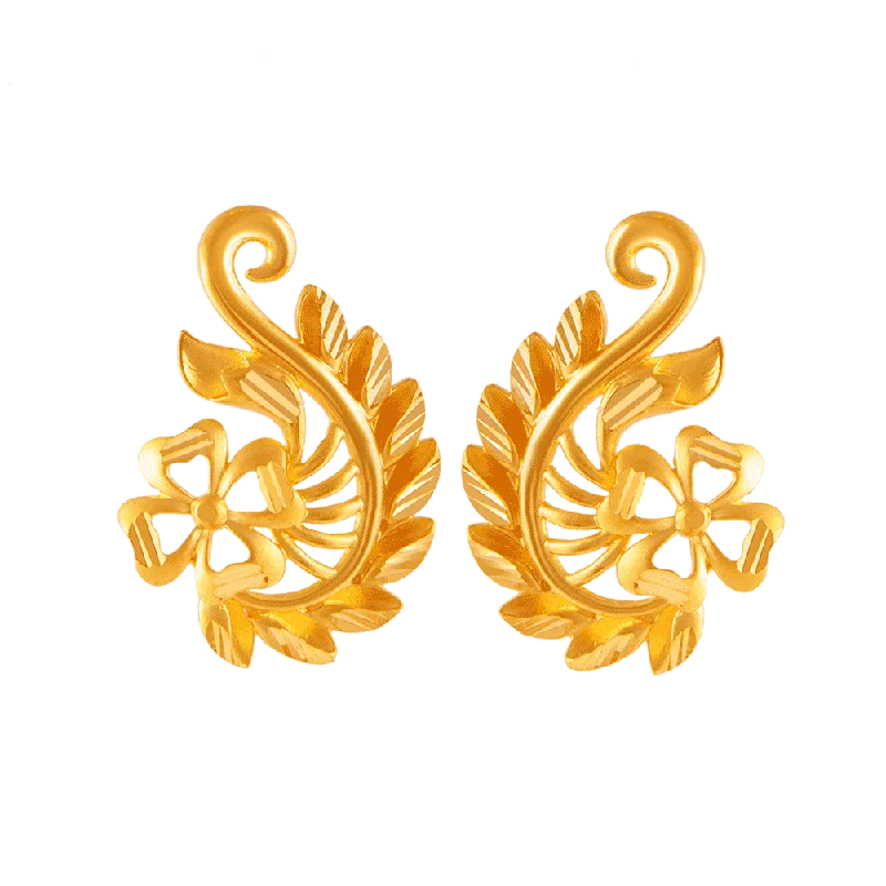 Celtic Stud Earrings with Knotwork -22KT (916) Yellow Gold Stud Earrings For Women