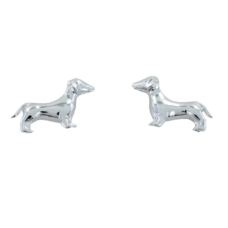 Clip On Stud Earrings for Non Pierced -Sterling Silver Dachshund Dog Stud Earrings