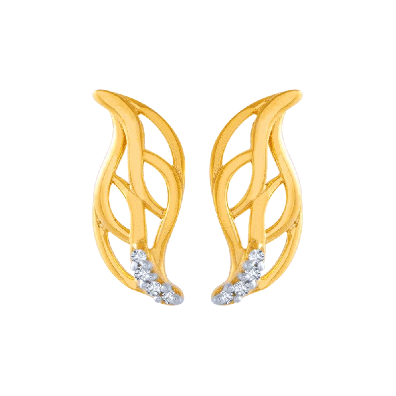 Maximalist Stud Earrings for Bling -14KT (585) Yellow Gold And American Diamond Stud Earrings For Women