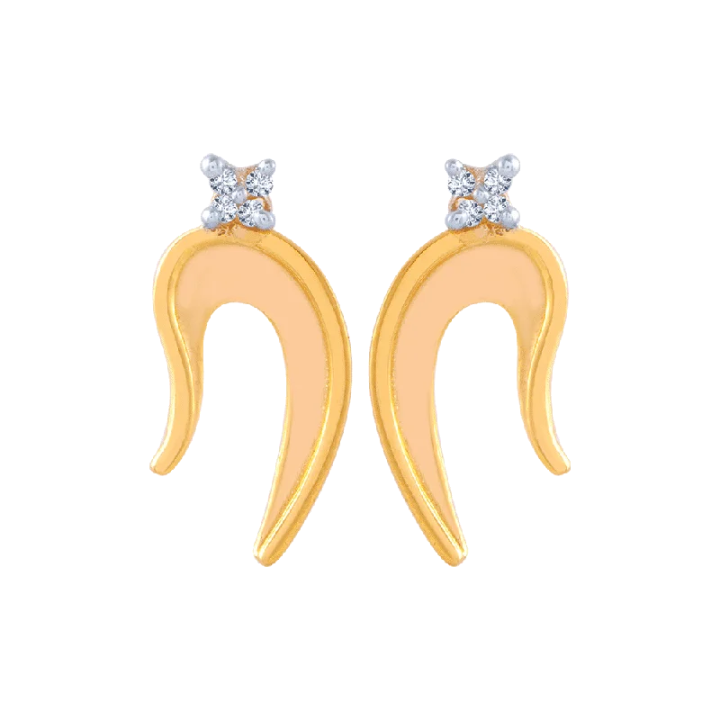 Gold Stud Earrings for Women -14KT (585) Yellow Gold And American Diamond Stud Earrings For Women