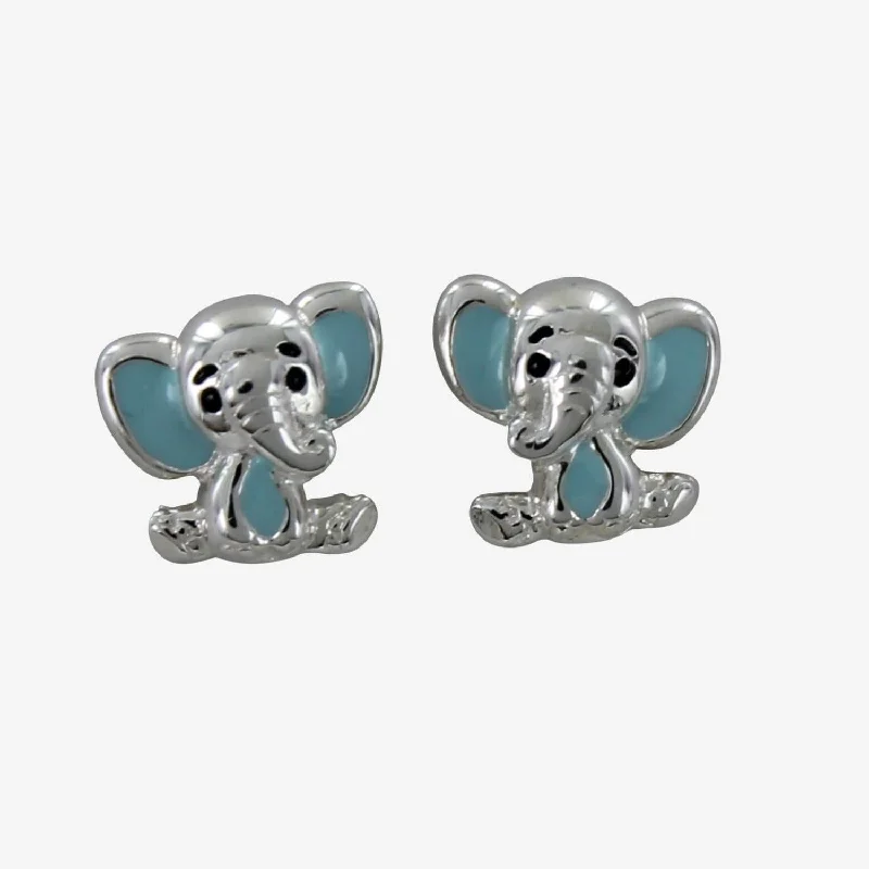 Stud Earrings for Concert Look -Enamel Elephant Stud Earrings