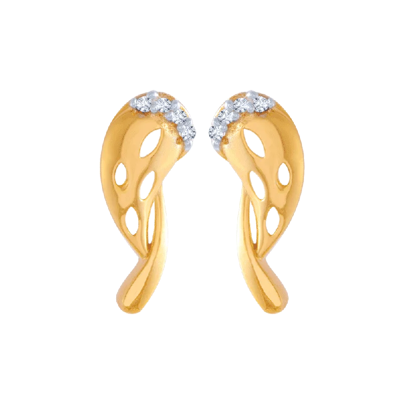 Oval Stud Earrings for Grace -14KT (585) Yellow Gold And American Diamond Stud Earrings For Women