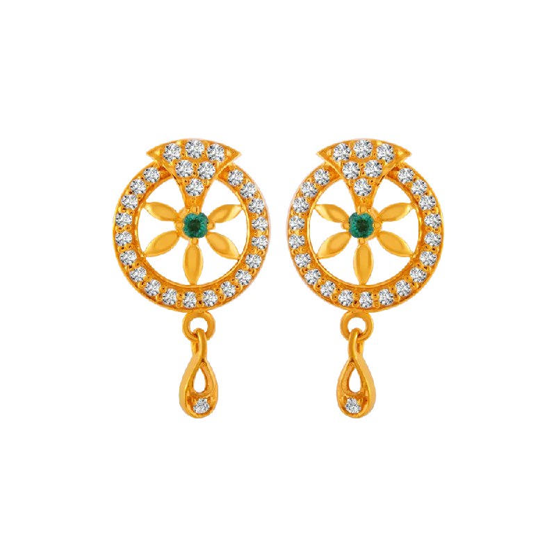 Stud Earrings with Animal Motifs -22KT Yellow Gold And American Diamond Stud Earrings For Women