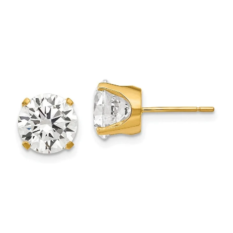 Animal Print Stud Earrings for Fun -Curata 14k Yellow Gold Polished Post Earrings 8mm CZ Cubic Zirconia stud Earrings - 8x8mm Wide