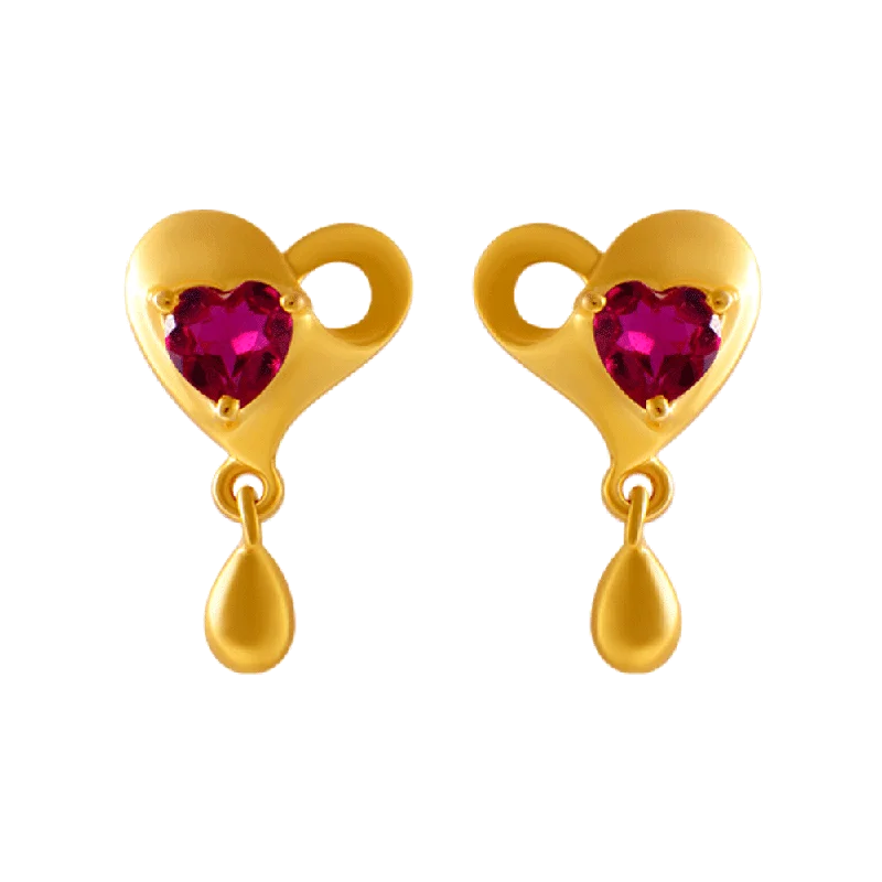 Stud Earrings for Beach Outfit -14KT (585) Yellow Gold And American Diamond Stud Earrings For Women