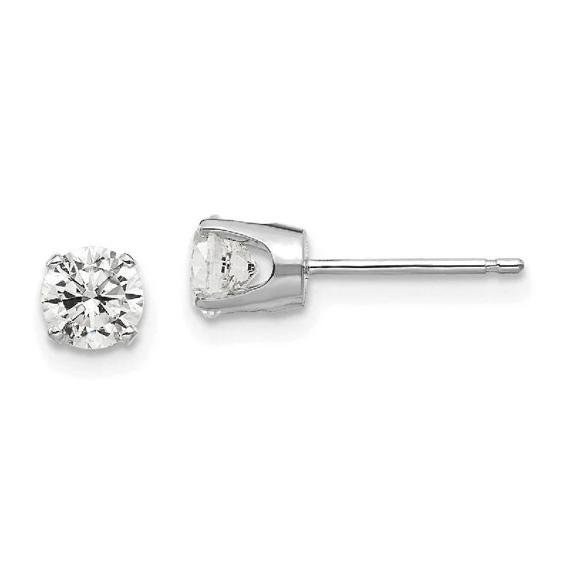 Stud Earrings with Hammered Finish -Curata 14k White Gold Polished Post Earrings 4.5mm CZ Cubic Zirconia stud Earrings - 5x5mm Wide