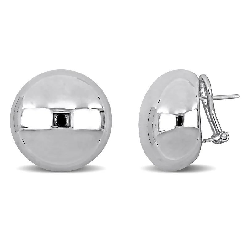 Stud Earrings for Everyday Glamour -Miadora 20mm Round Design Stud Earrings in 14K White Gold