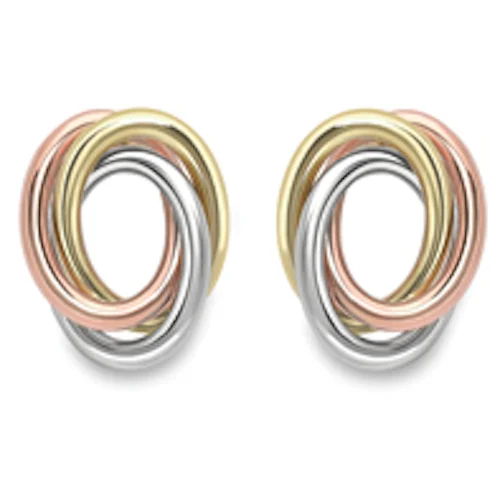 Maximalist Stud Earrings for Bling -9ct Three Colour Gold Stud Earrings