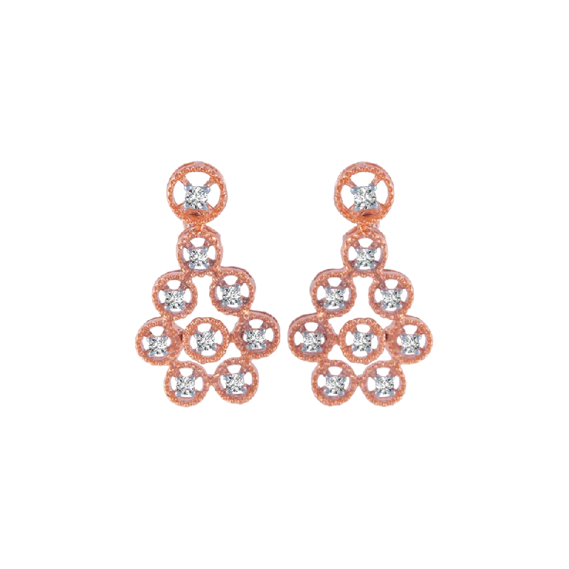 Push Back Stud Earrings for Convenience -14KT (585) Rose Gold And Diamond Stud Earrings For Women