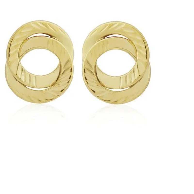 Retro Stud Earrings for Nostalgia -9ct yellow gold double hoop stud earrings