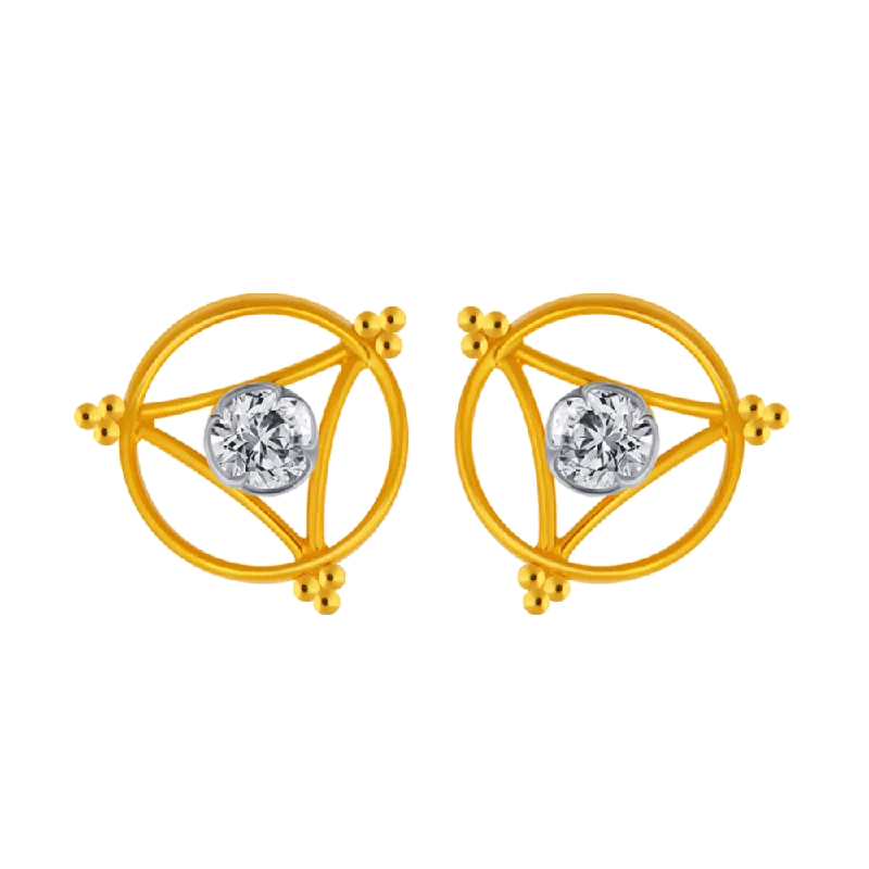 Stud Earrings with Vine Designs -14KT (585) Yellow Gold Stud Earrings For Women