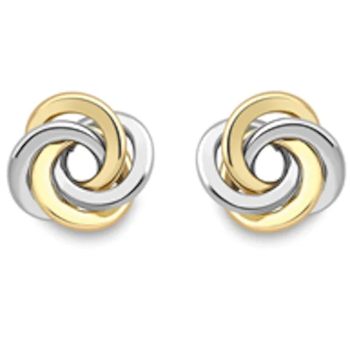 Contemporary Stud Earrings for Fashion -9ct Gold Two colour Stellar Stud Earrings