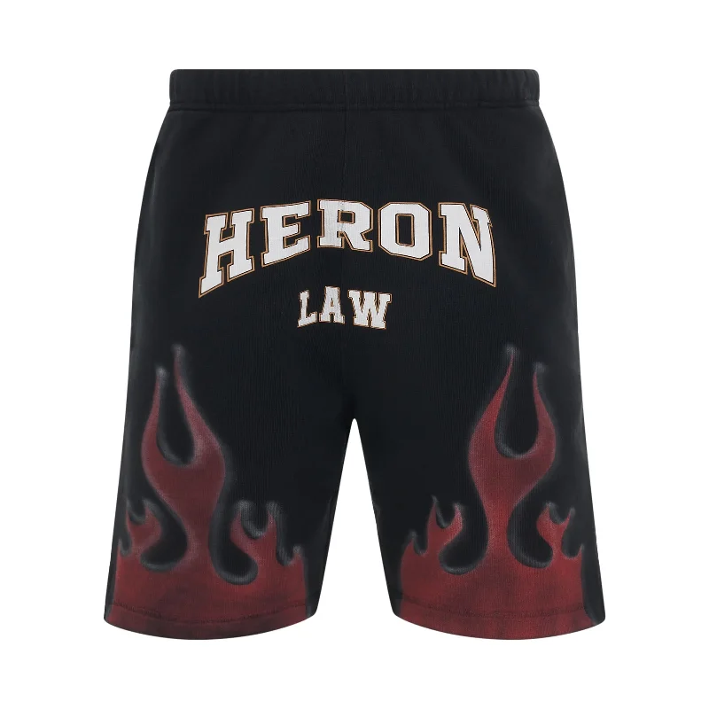 Breathable mesh backpack for hot weather hiking -Heron Law Flames Sweatshorts in Black/Red