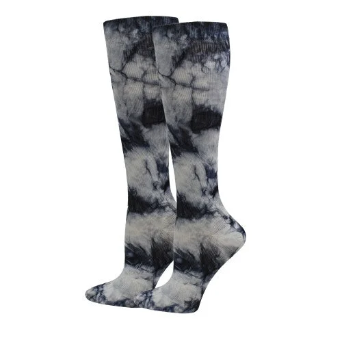 Checkered T-Shirts for Stylish Vibe -Women's Black and Gray Tie Dye Compression Sock 92101