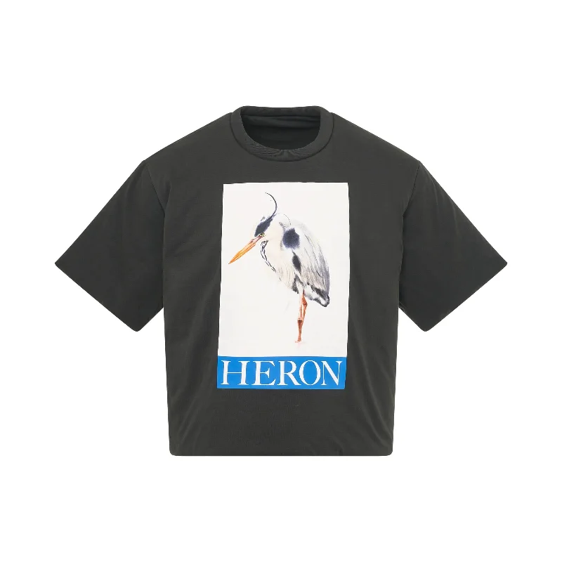 Tactical military backpack for rugged field missions -Heron Bird Painted Padded T-Shirt in Black/Blue