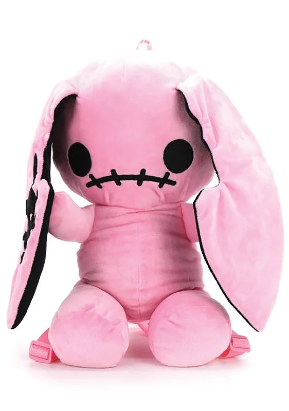 Eco-friendly backpack made from recycled materials -Naughty Bunny Pink Plush Backpack