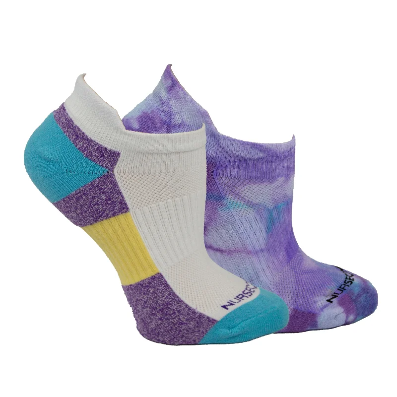 Abstract T-Shirts for Creative Look -2-Pair Violet Mist Tie Dye Compression Anklet Sock NA0039599