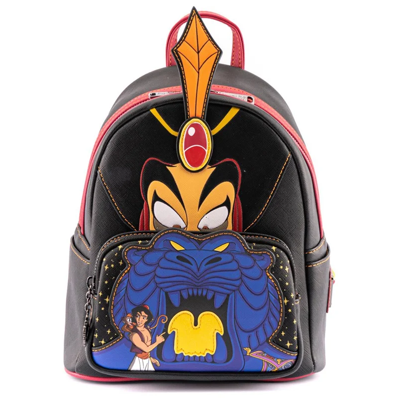 Reflective backpack for safe nighttime jogging -Loungefly Disney Aladdin Jafar Villains Scene Mini Backpack