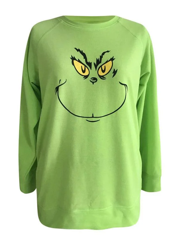 Wedding T-Shirts for Casual Ceremony -Grinch Print Women Sweatshirt