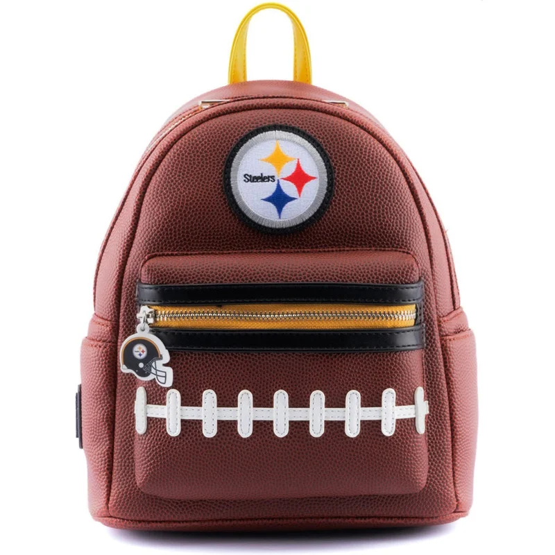 Casual minimalist backpack for simple daily carry -Loungefly NFL Pittsburgh Steelers Pigskin Logo Mini Backpack