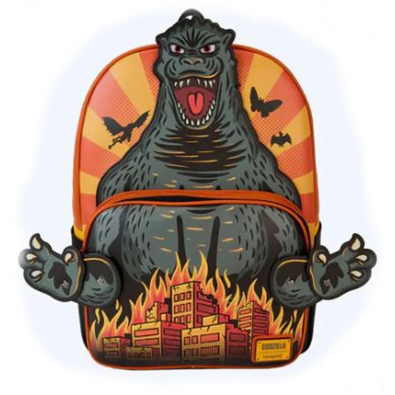 Premium travel backpack with lockable zipper security -Loungefly Toho Godzilla Full Size Cosplay Backpack