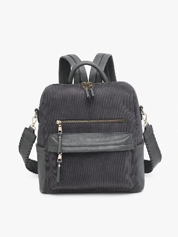 Eco-conscious backpack with sustainable fabric choices -Amelia Corduroy Backpack