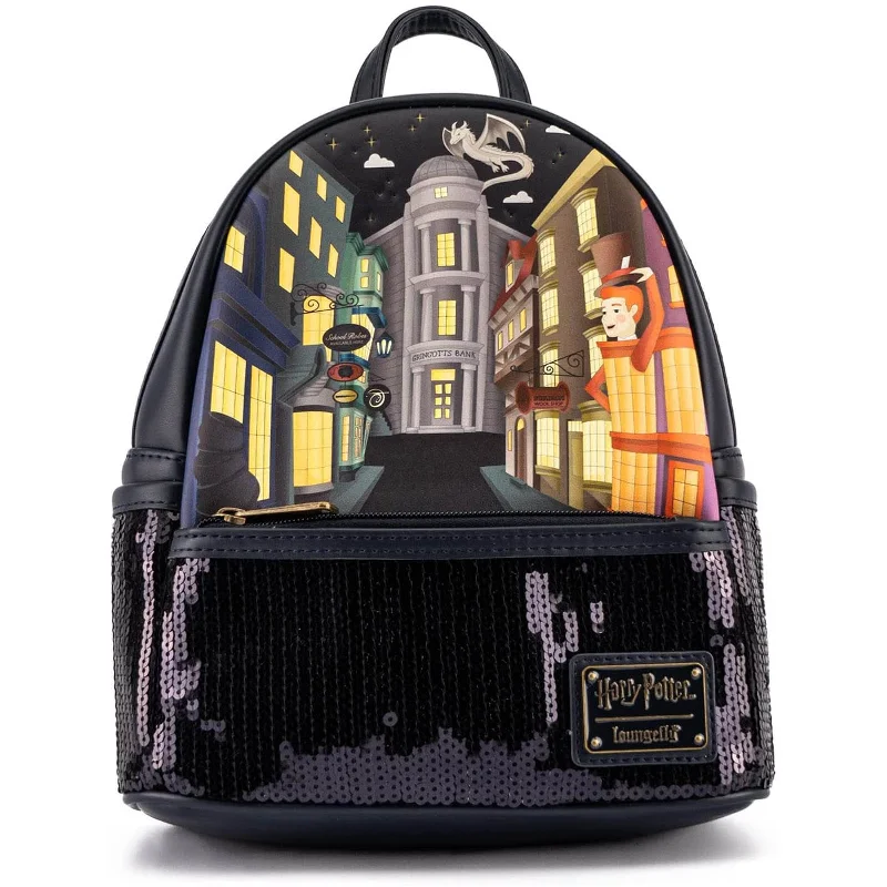 Sleek business backpack with hidden laptop pocket -Loungefly Harry Potter Diagon Alley Sequin Mini Backpack