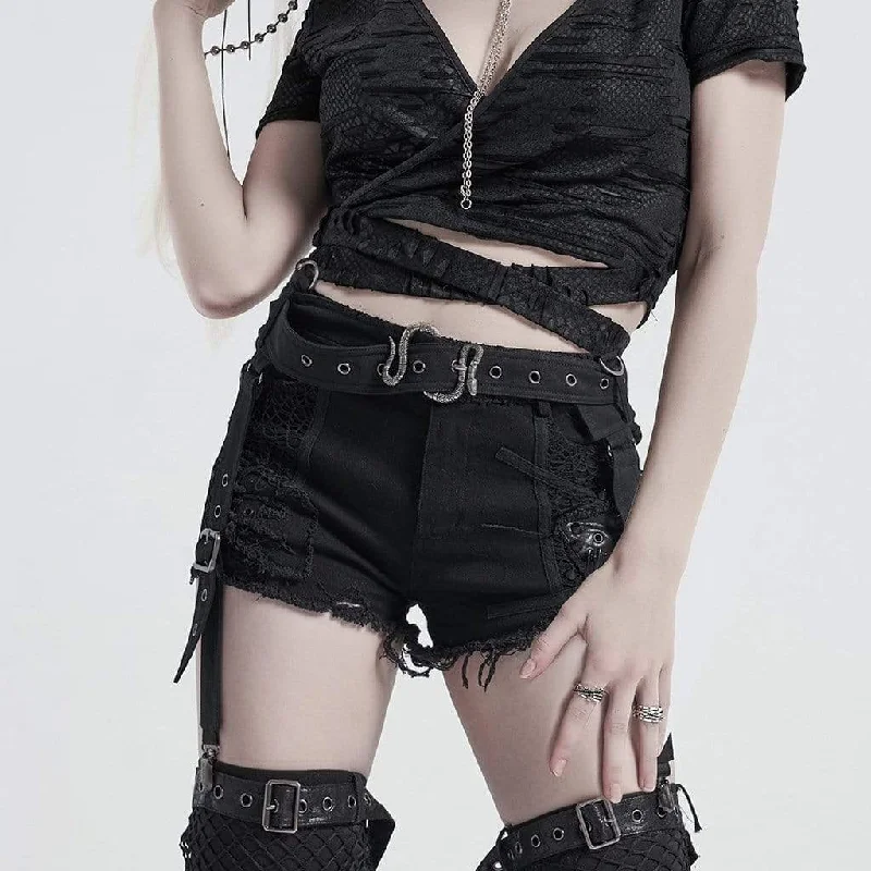 Travel T-Shirts for On-the-go -Women's Gothic  Snakeskin Buckle Garter Belts