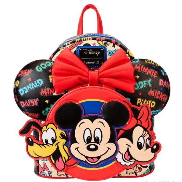 Lightweight foldable backpack for emergency backup use -Loungefly Disney Mickey And Friends Classic All Over Print Mini Backpack With Ear Headband