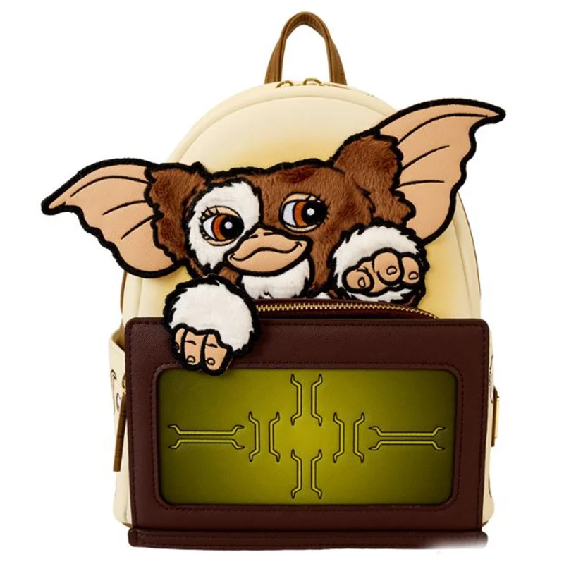 Retro canvas backpack with leather strap details -Loungefly WB Gremlins 40th Anniversary Gizmo Mini Backpack