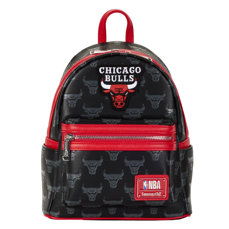 Fashionable leather backpack for weekend getaway chic -Loungefly NBA Chicago Bulls Debossed Logo Mini Backpack