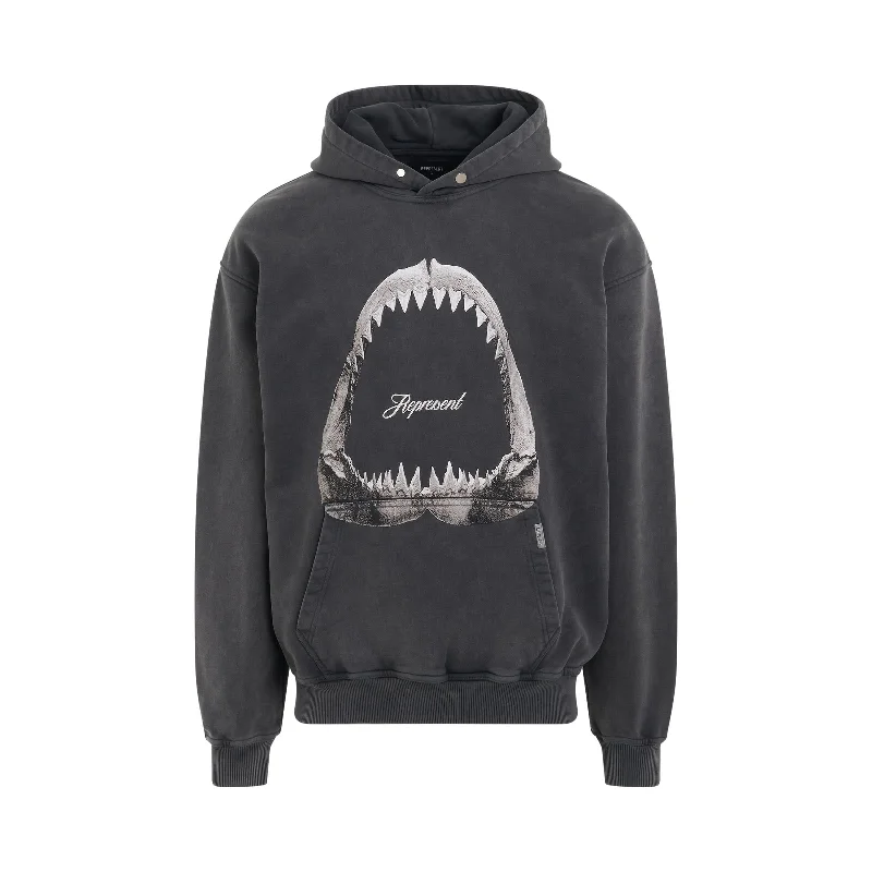 Lightweight sling backpack for one-shoulder ease -Shark Jaws Hoodie in Vintage Grey