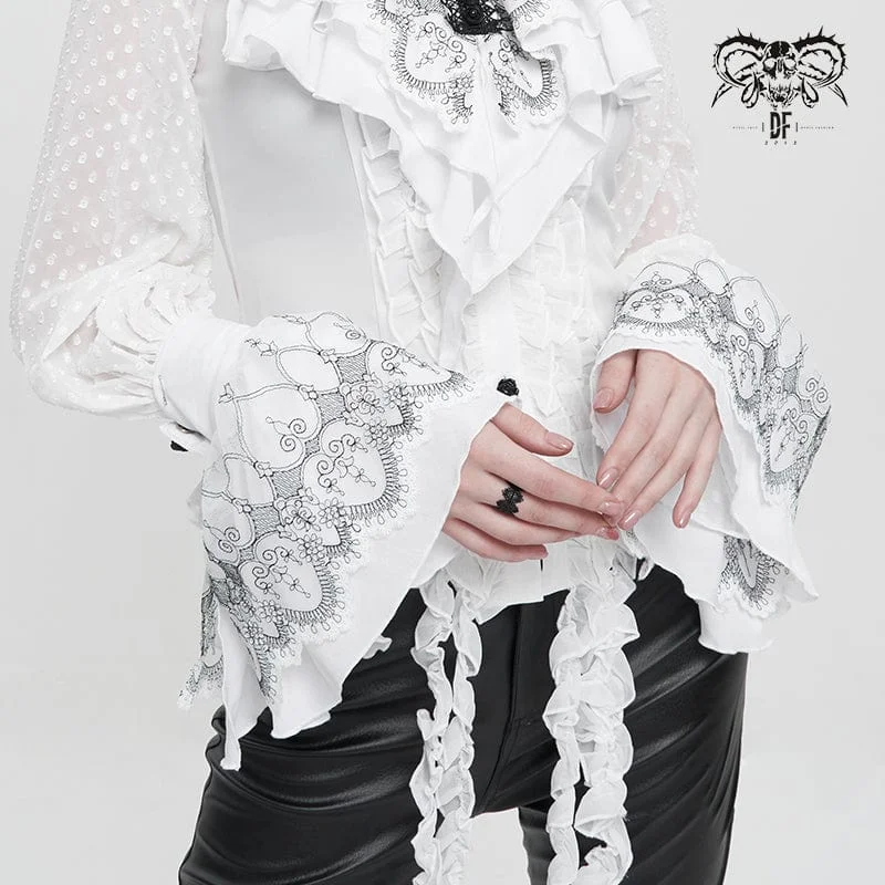 Linen T-Shirts for Breathable Quality -Women's Gothic Floral Embroidered Gloves