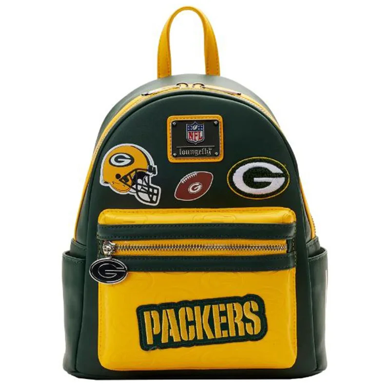 Stylish leather backpack for urban daily commuting -Loungefly NFL Green Bay Packers Patches Mini Backpack