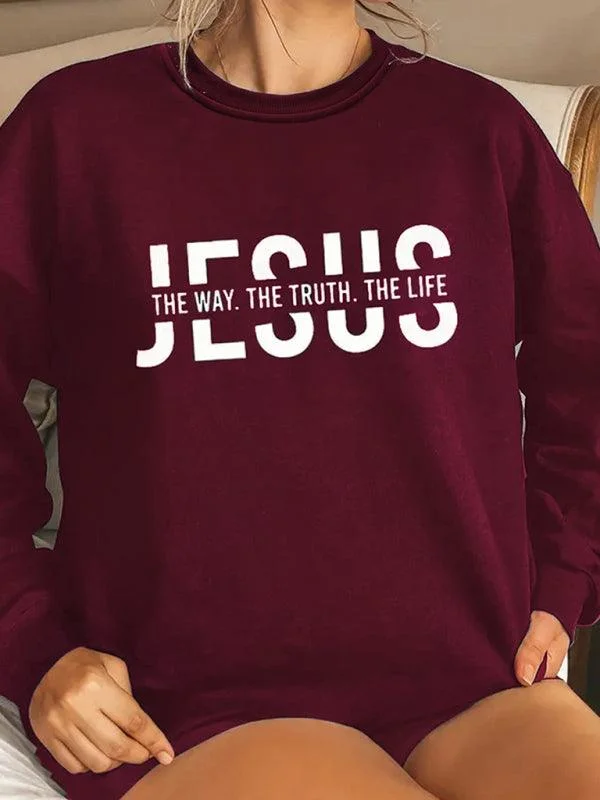 Tasseled T-Shirts for Exotic Look -JESUS Print Women Sweatshirt